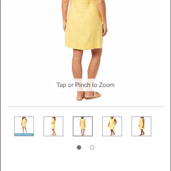 Briggs Linen Blend Dress Ruffle V-Neck Sleeveless Yellow Spring Easter Medium M - Picture 5 of 6